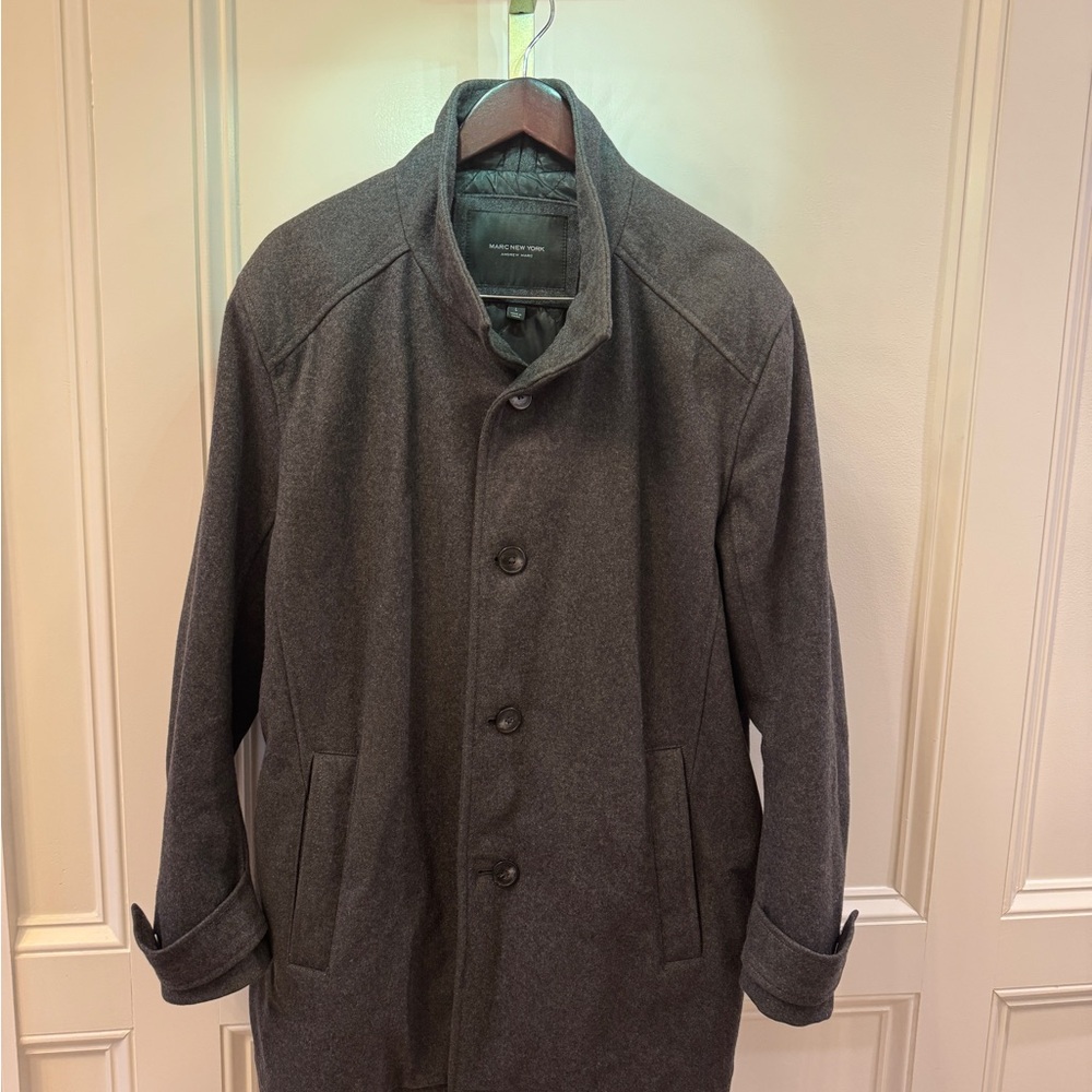 Marc New York Charcoal gray coat winter quilted overcoat Trench Sz large men’s